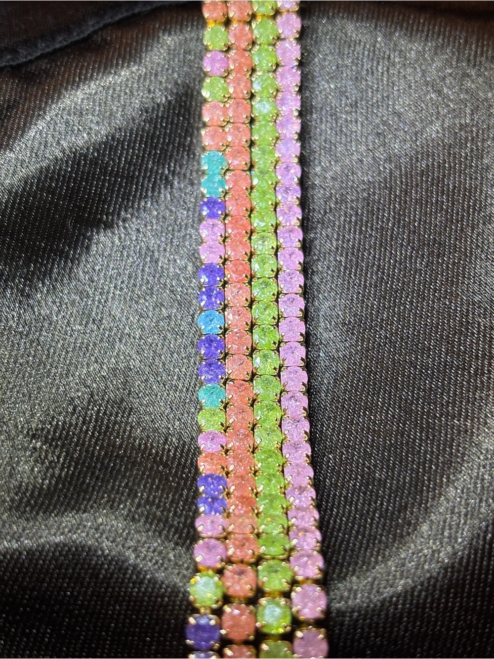 4 4mm Yellow Gold Pink, Green, Orange & Multicolor CZ Tennis Bracelet 8in.